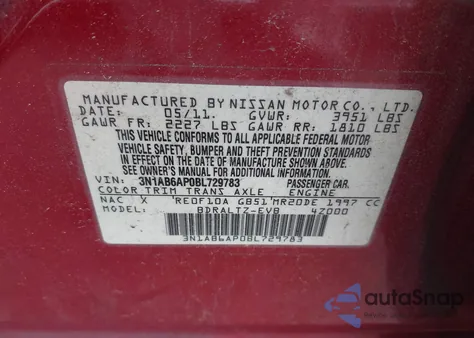 2011 Nissan Sentra 2.0S from USA, damaged, VIN 3N1AB6AP0BL729783